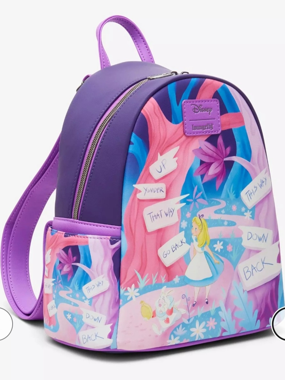 Loungefly Alice in Wonderland Purple Mini Backpack - Picture 4 of 5